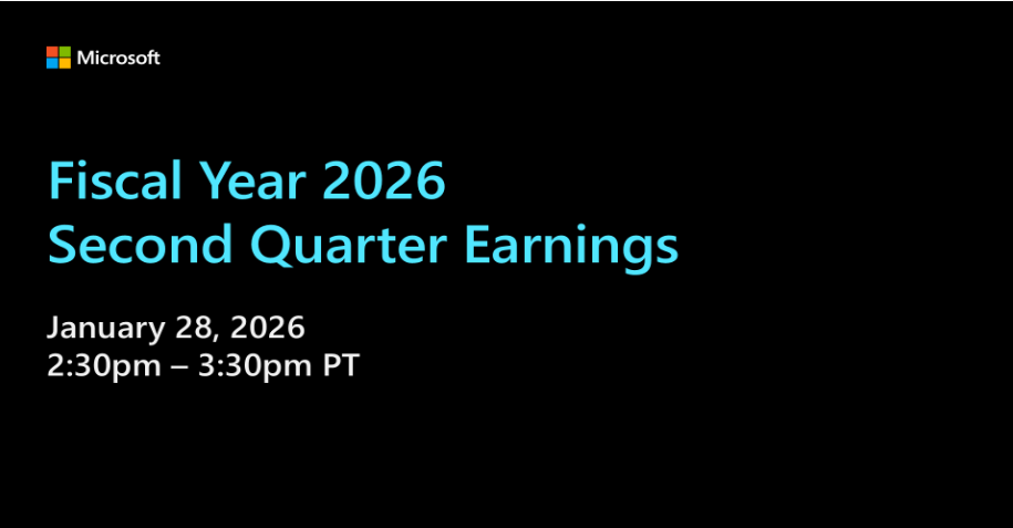 Microsoft 2026 Q2 earnings call webcast header