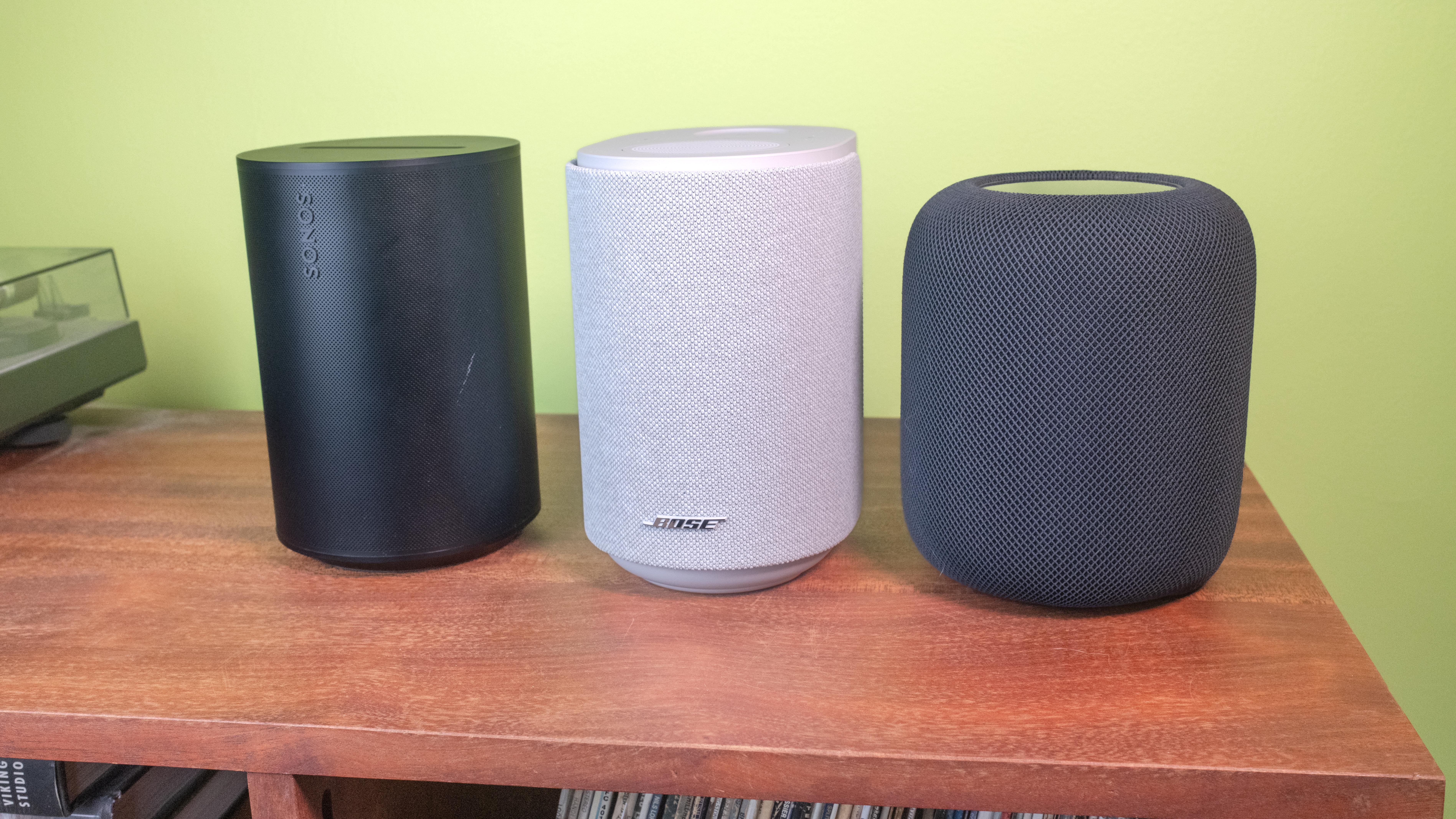 Bose Lifestyle Ultra Speaker with Sonos Era 100 and Apple HomePod 2