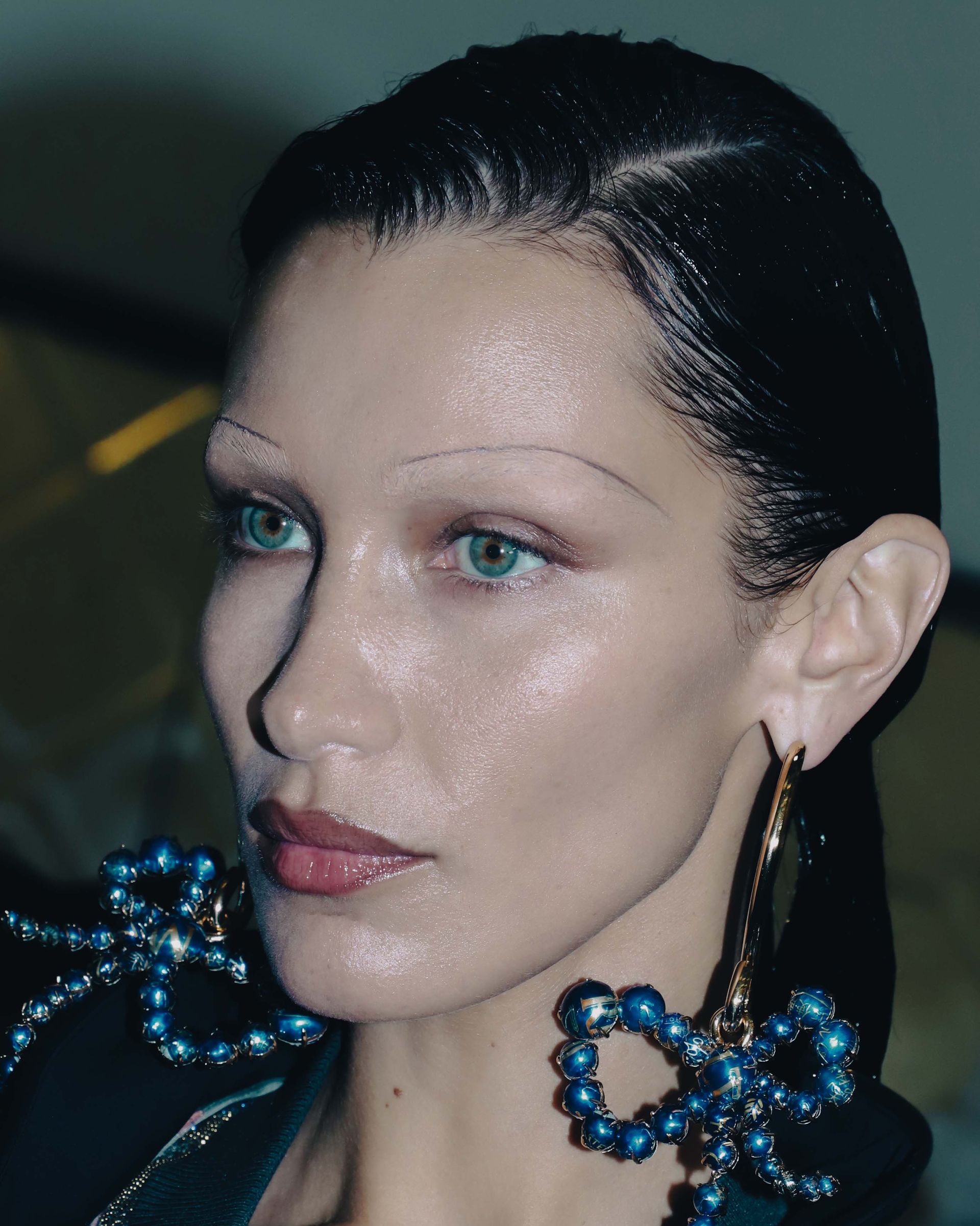 Skinny eyebrows by Isamaya Ffrench on Bella Hadid