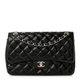 Chanel Patent Quilted Jumbo Double Flap Black