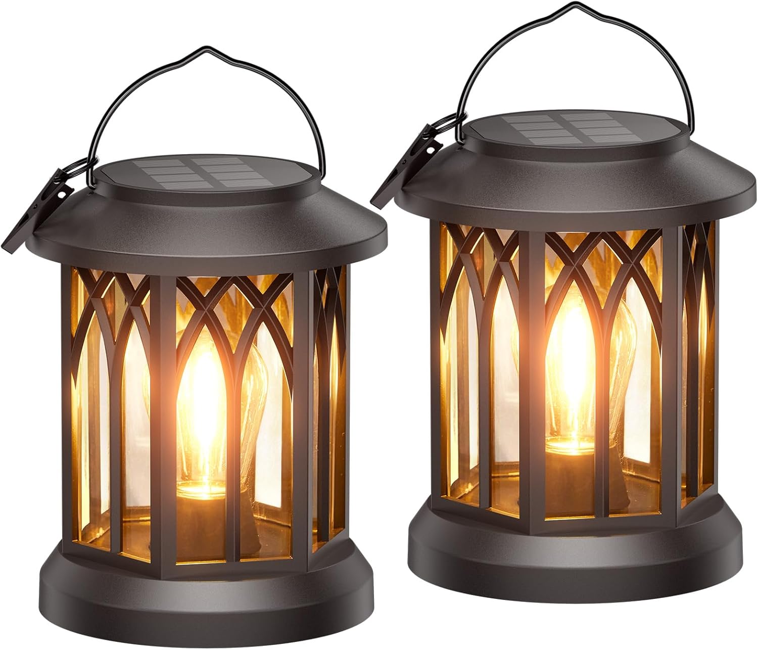 Kooper Solar Lights Outdoor Garden, 2 Pack Hanging Solar Lanterns With Led Bulds, Waterproof Garden Ornaments Outdoor Lantern Lights for Decoration Yard Pathway Patio