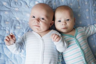 Adorable 3-month-old twin boys