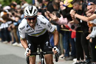 Team Deceuninck Quicksteps Julian Alaphilippe of France rides ahead during the 1st stage of the 108th edition of the Tour de France cycling race 197 km between Brest and Landerneau on June 26 2021 Photo by Philippe LOPEZ AFP Photo by PHILIPPE LOPEZAFP via Getty Images