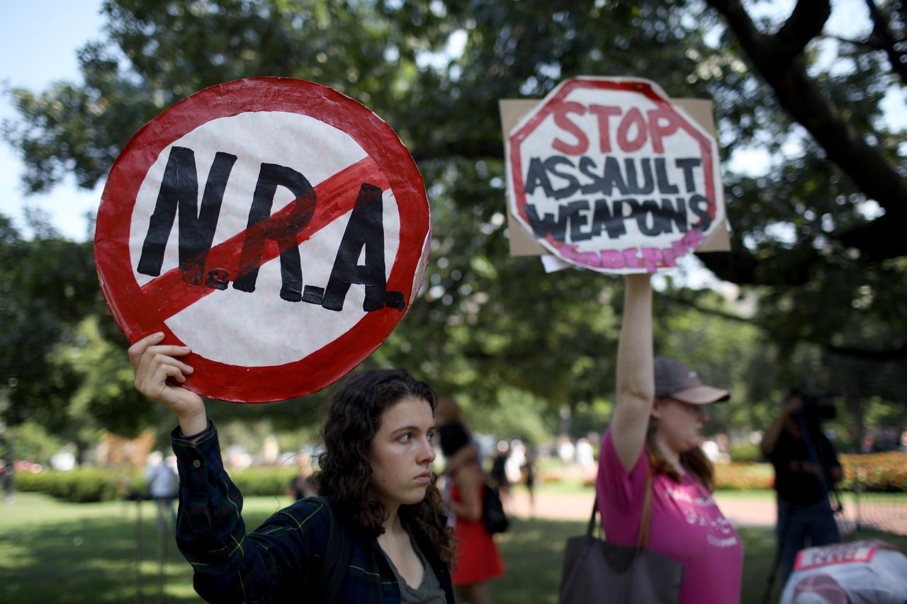 Anti-gun protesters in Dayton, Ohio.