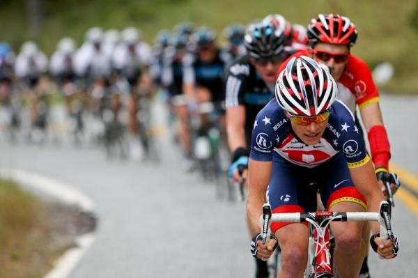 Ben King (RadioShack) stayed on the front for miles and miles today to keep the tempo high.