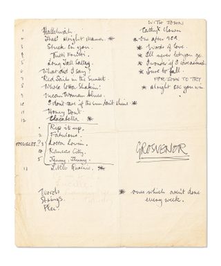 The Beatles setlist written by Paul McCartney in 1960