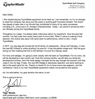 tiger woods signs with taylormade