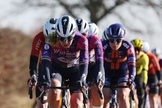 TIELTWINGE BELGIUM MARCH 02 Anna Van Der Breggen of Netherlands and Team SD Worx Protime leads the peloton during the 17th Fenix Omloop van het Hageland 2025 a 1356km one day race from Aarschot to TieltWinge on March 02 2025 in TieltWinge Belgium Photo by Rhode Van ElsenGetty Images