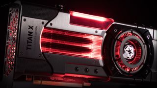Nvidia Titan Xp Galactic Empire edition graphics card lit up in red
