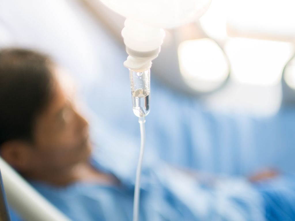 patient receiving IV infusion