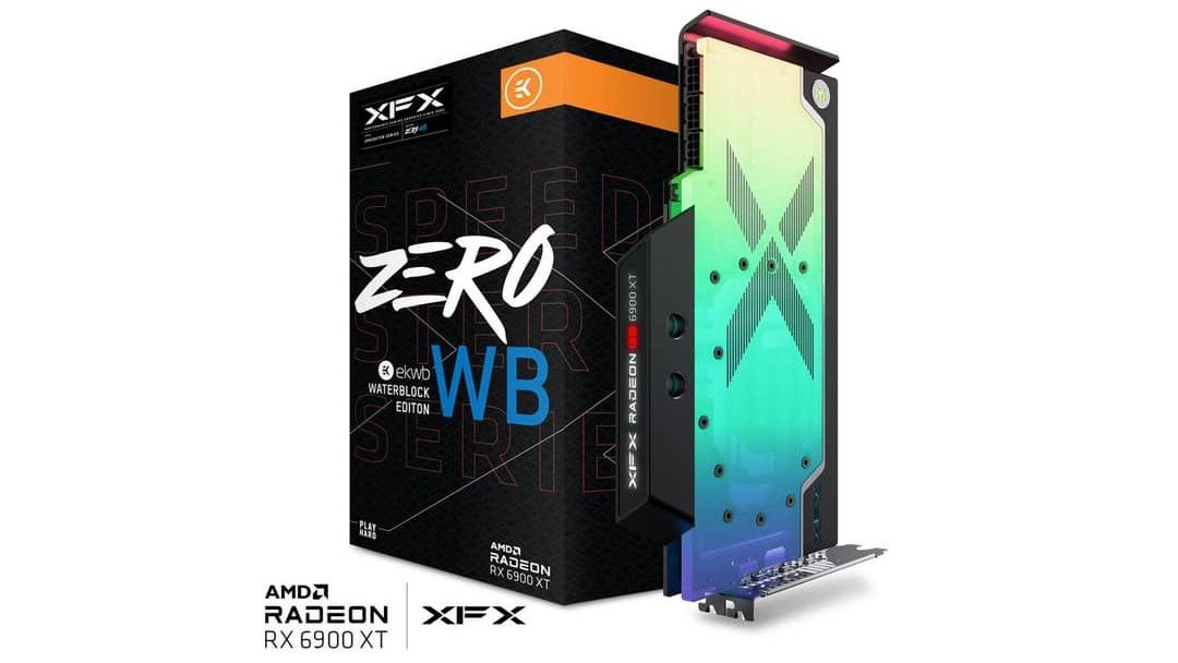 XFX Radeon RX 6900 XT Zero WB graphics card shown next to retail box