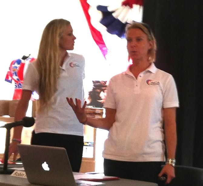 Alison Tetrick and Robin Farina speak at the WCA meeting