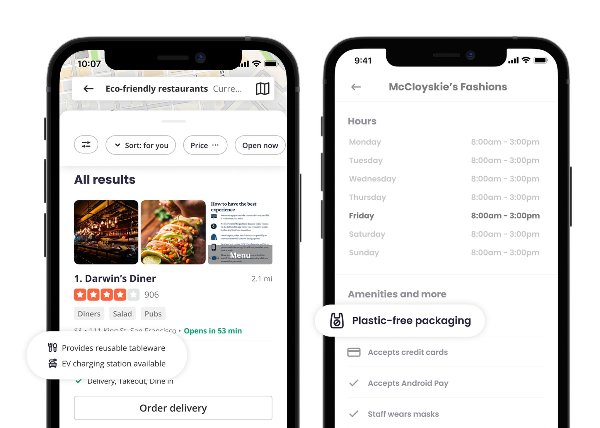 Eco Friendly Attributes On Ios Restaurant And Retail