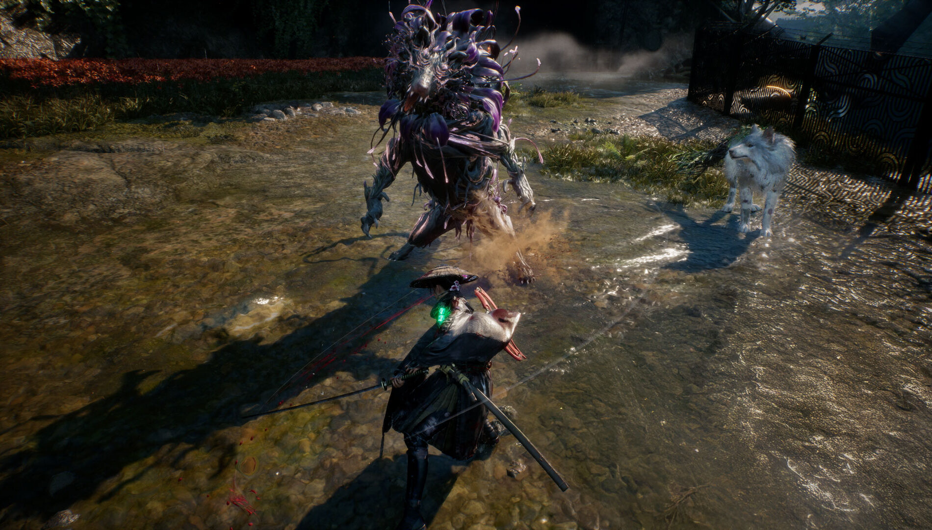 Promotional screenshot of Emma and Koo fighting a Malefact in Beast of Reincarnation.