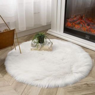 Latepis White Round Rug