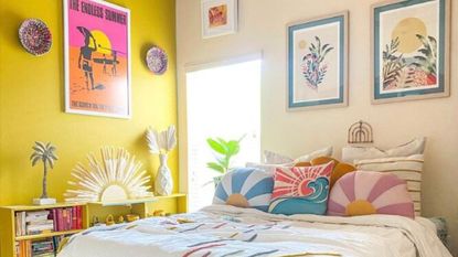 Colorful bedroom with posters