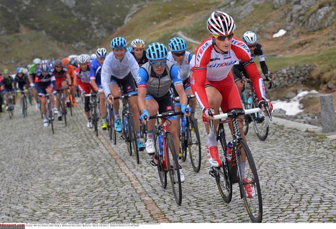 Gatis Smukulis (Katusha) heads over the cobbles