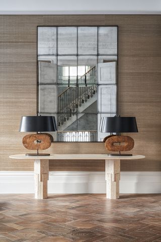 Parquet flooring in a hallway