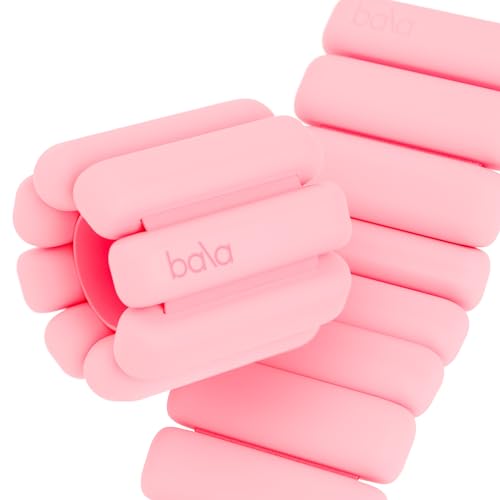 Bala Bangles Wrist &amp;amp; Ankle Weights for Women &amp;amp; Men 1 Lb, Home Gym Equipment | Adjustable Weighted Bands for Arm &amp;amp; Legs Workouts - Pilates, Yoga, Walking, Barre, &amp;amp; Strength Training Exercise - Blush