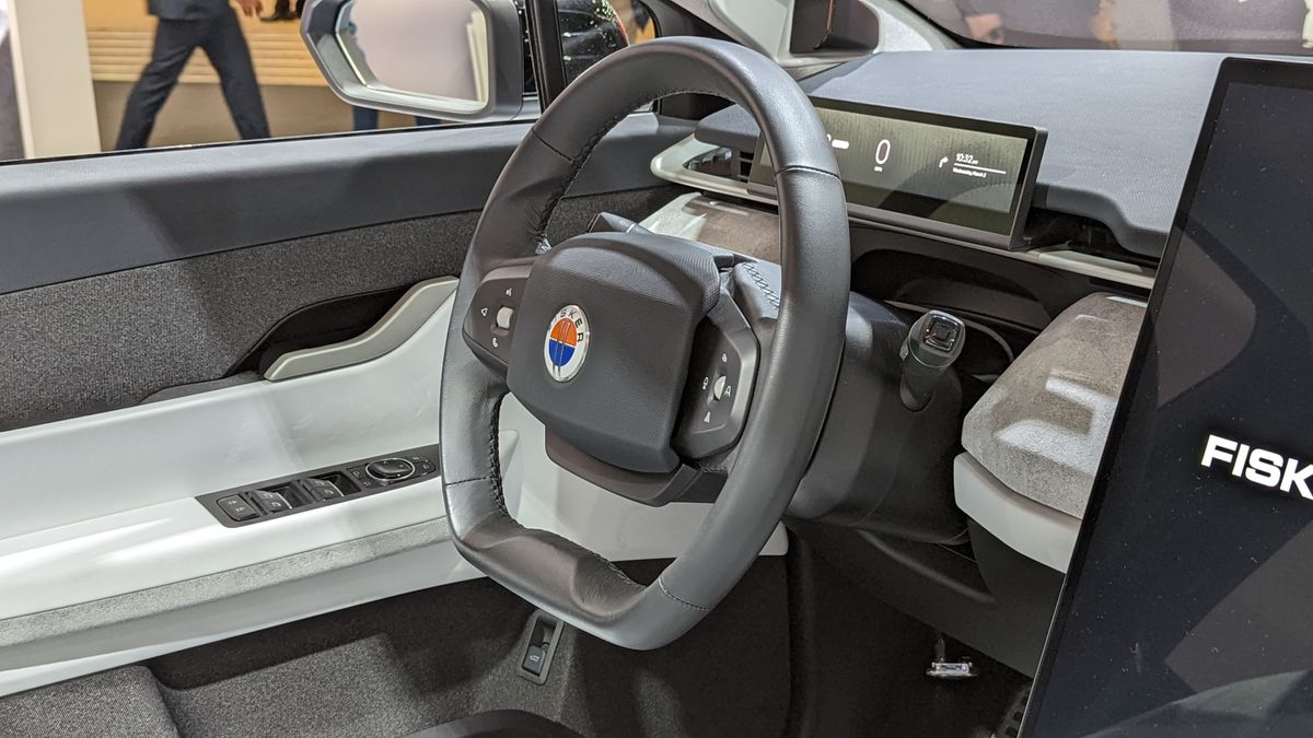 Angled view of steering wheel
