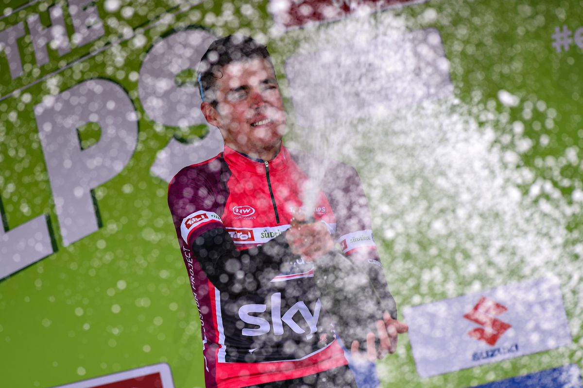 Pavel Sivakov sprays the champagne