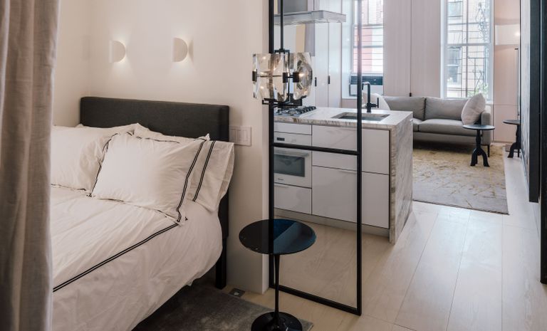 a studio apartment with luxury finishes