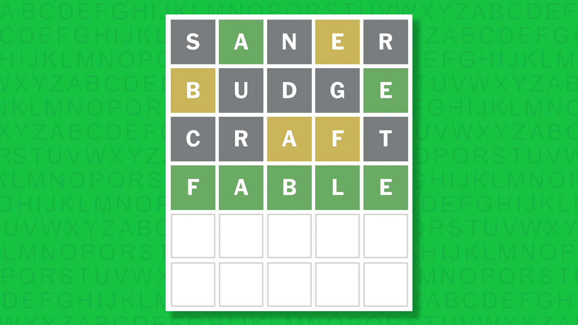 NYT Wordle answer for game 1657 on a green background