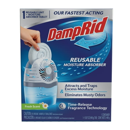 Damprid Reusable Moisture Absorber With Drop-In Tablet, Fresh Scent, 15.8 Oz.