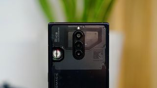 A close up of the cameras on the Nubia Red Magic 8S Pro