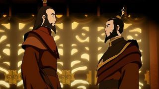 Roku and Sozin looking at each other in Avatar: The Last Airbender.
