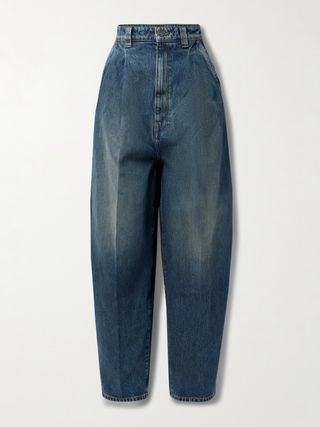 Ashford Pleated High-Rise Tapered Jeans