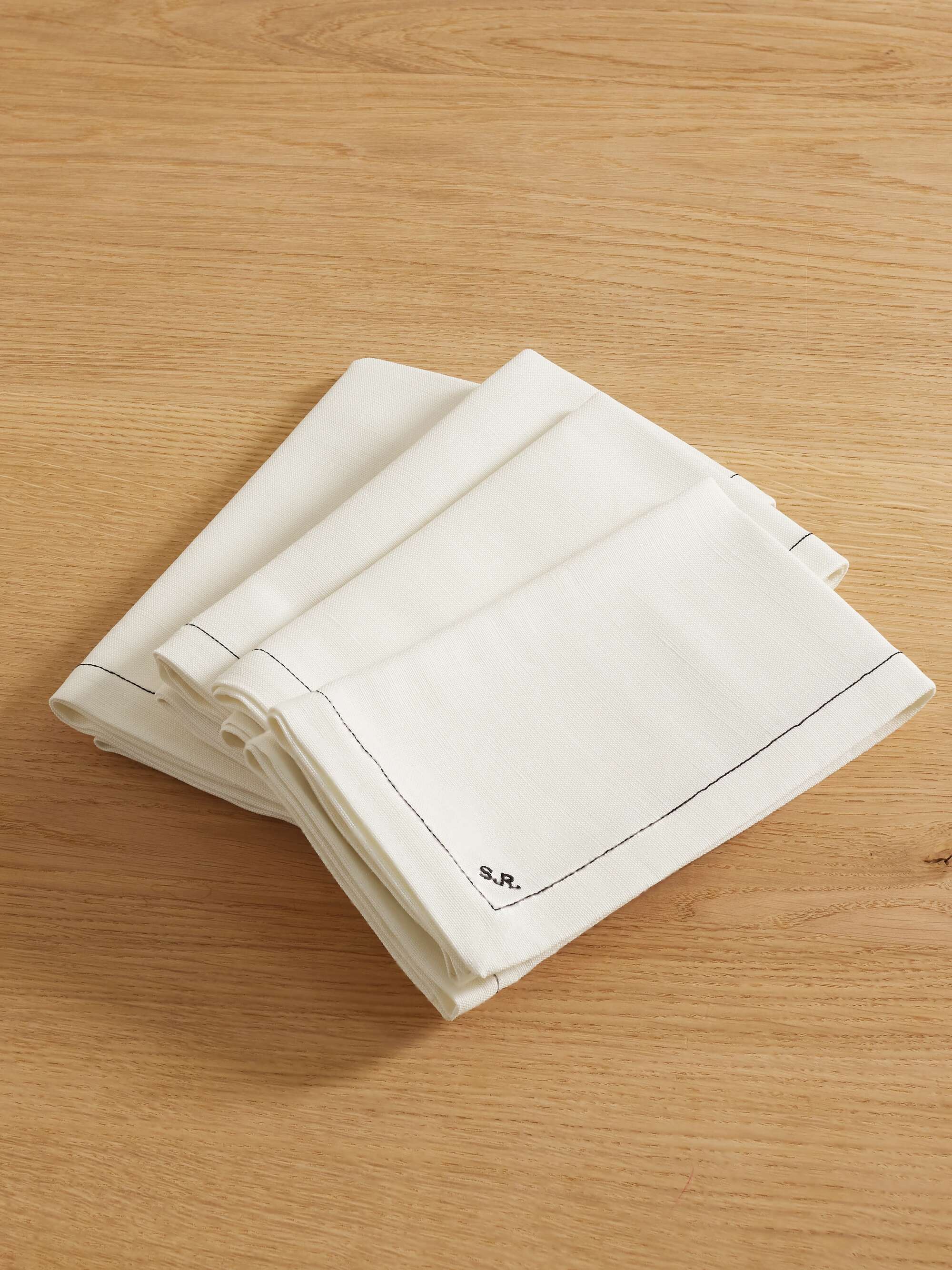 + Sophia Roe Set of Four Embroidered Cotton and Linen-Blend Napkins