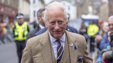 King Charles III meets members of the public in Campbeltown Main Street, as part of his trip to Scotland for Holyrood Week, on July 3, 2025