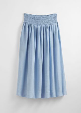 Smock-Waist Midi Skirt