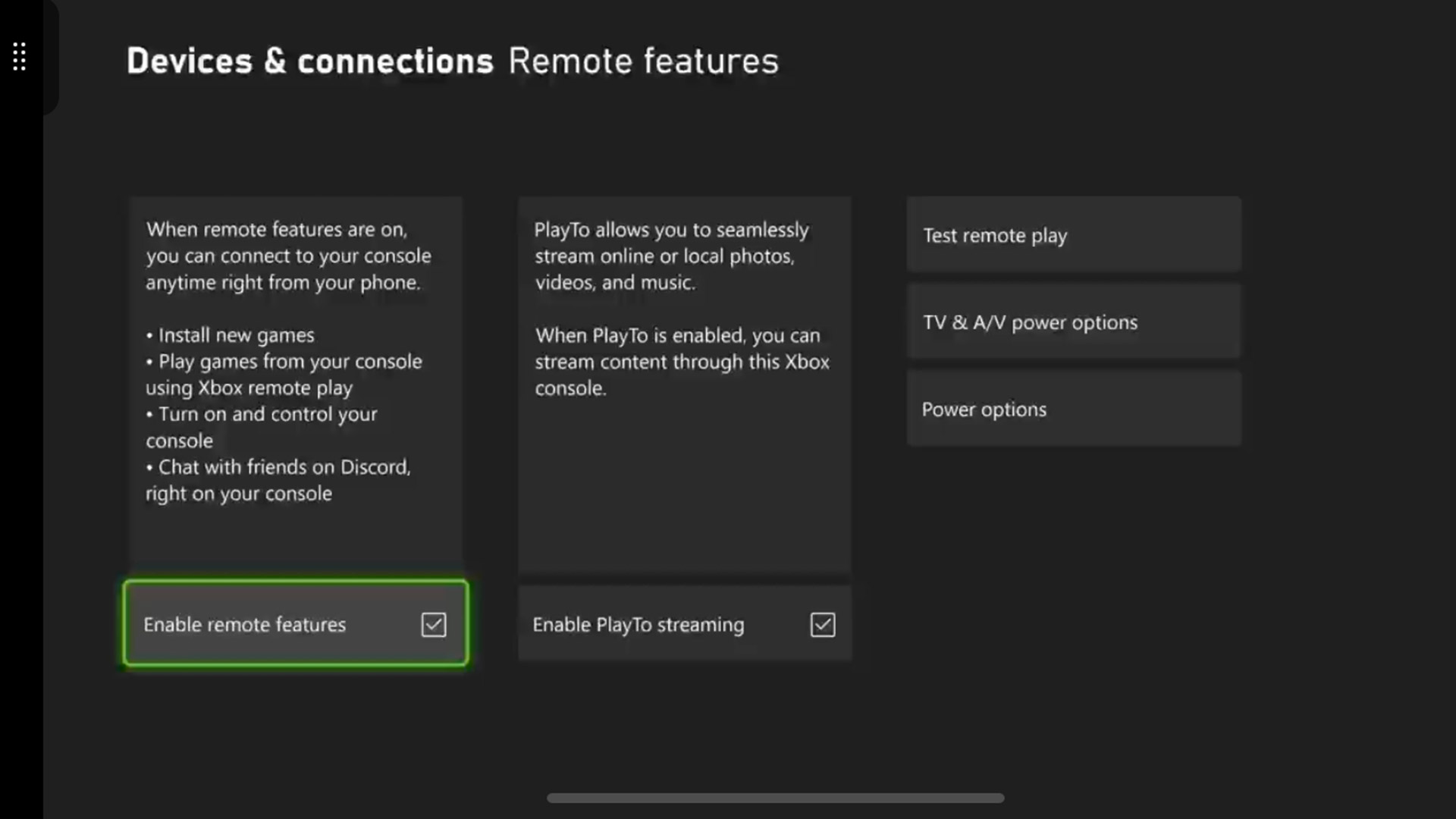 A screenshot of the Xbox menu