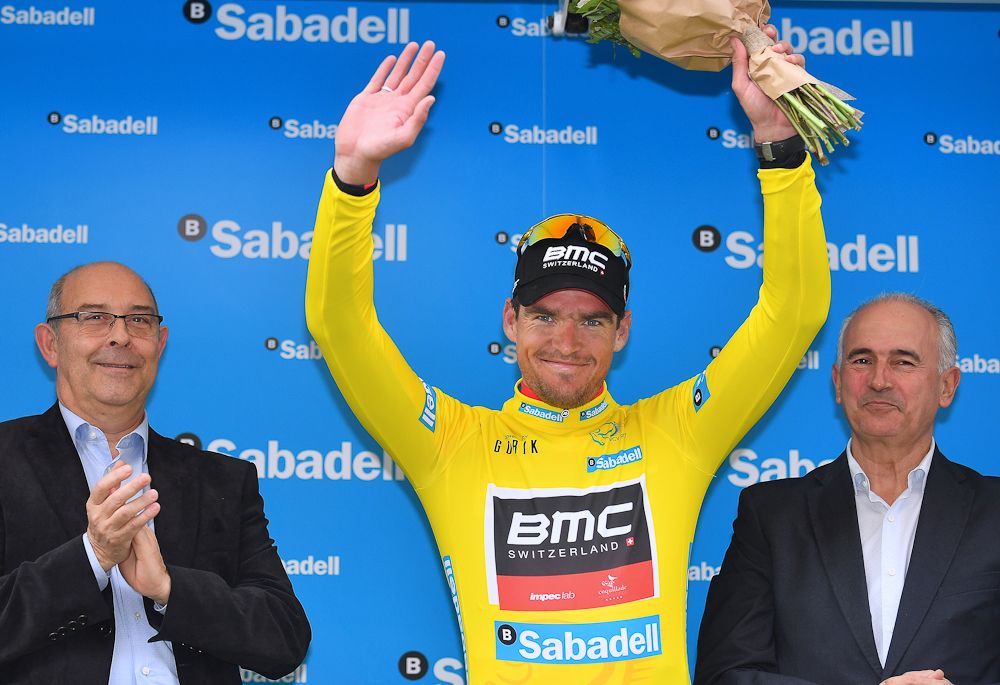Greg Van Avermaet in yellow after stage 2 in Valencia