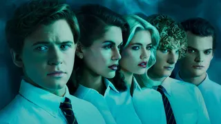 Headshots of the Shards main cast, lit with eerie blue lighting