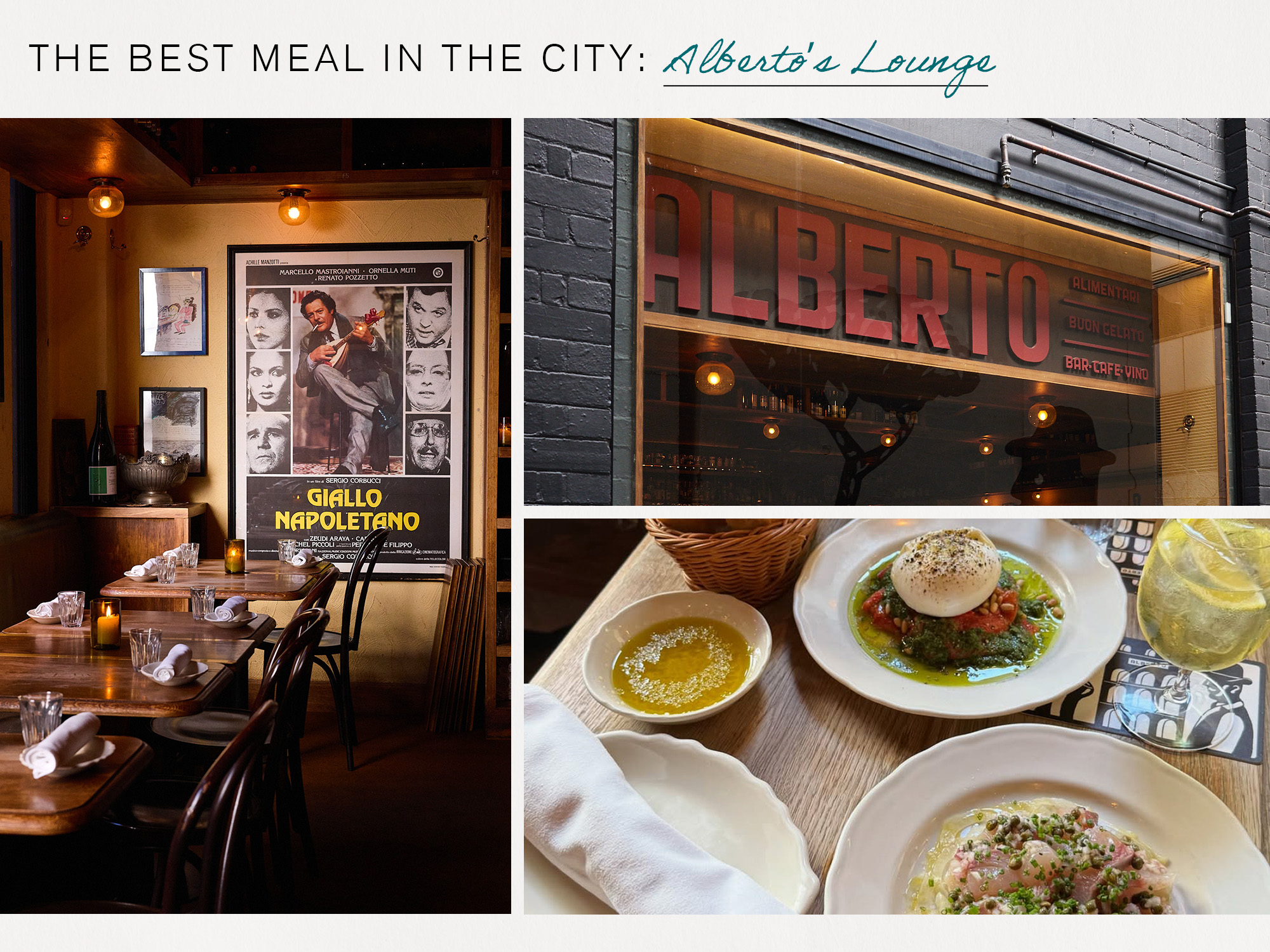 Collage of Alberto's Lounge in Sydney, Australia.