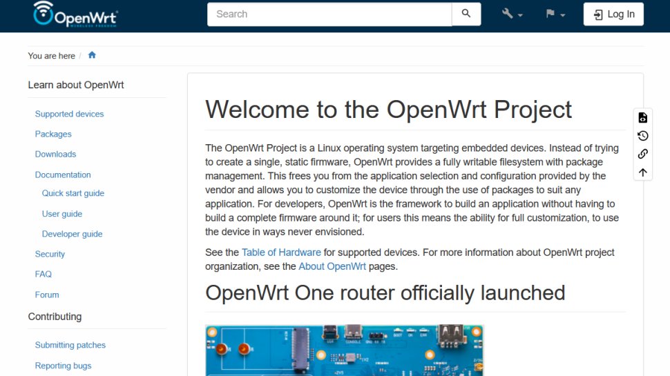 OpenWRT website screenshot (August 2025).