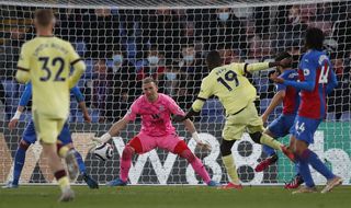 Arsenal’s Nicolas Pepe scores their side’s third goal of the game during the Premier League match at Selhurst Park, London. Picture date: Wednesday May 19, 2021