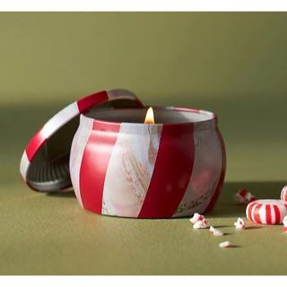 Candy can tin candle.
