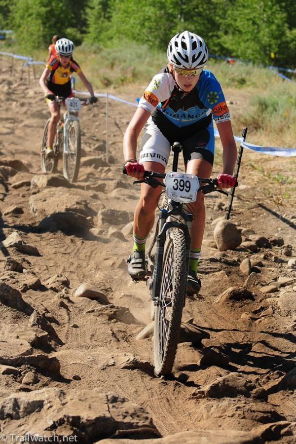 Lauren Catlin rides the long, flat rock garden