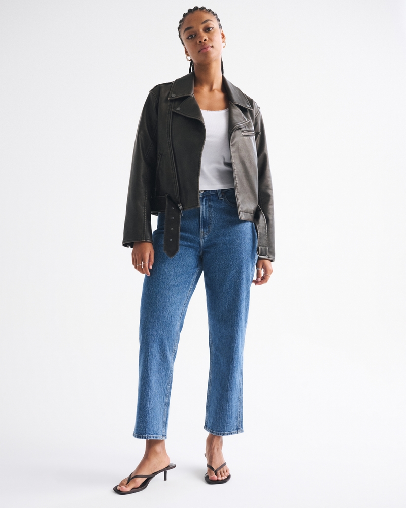 High Rise Cropped Straight Jean