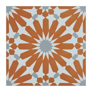 Orange patterned Moroccan kitchen tile