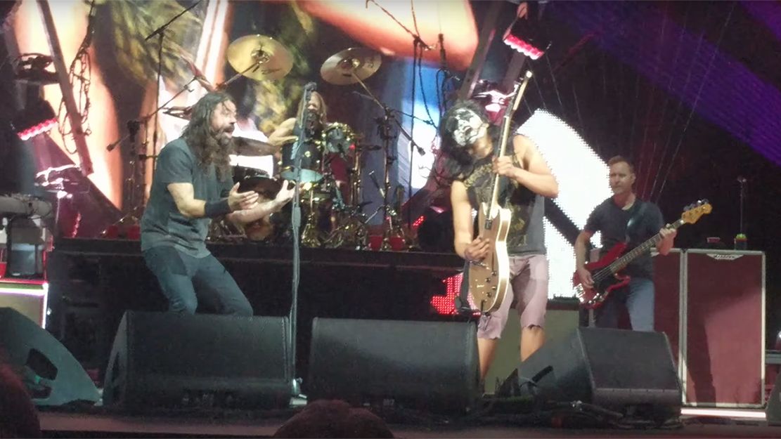 Yayo Sanchez playing live with Foo Fighters