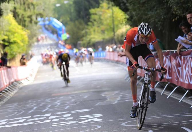 Mathieu van der Poel (Netherlands) took flight on Via Salviati.