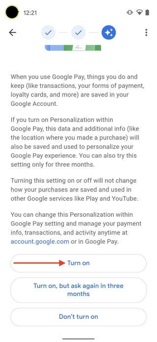 Step 6 New Google Pay App Personalization