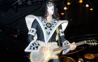 Ace Frehley performs onstage with Kiss in Los Angeles, California on July 24, 1979