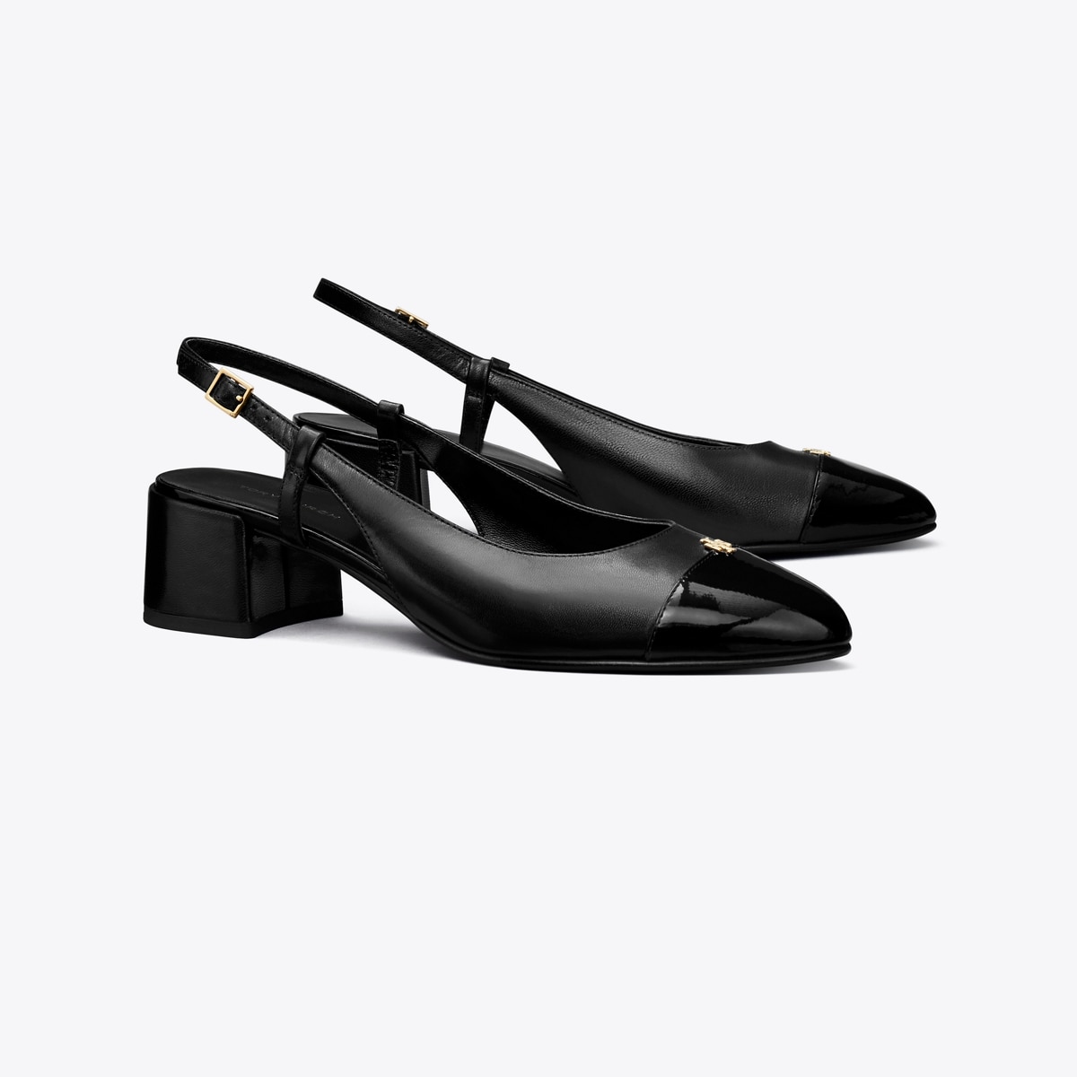 Cap-Toe Slingback in Black, Size 7