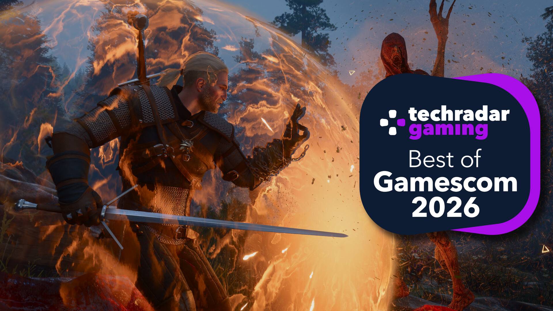 A screenshot from The Witcher 3: Wild Hunt — Songs of the Past with the TechRadar Gaming Best of Gamescom 2026 badge